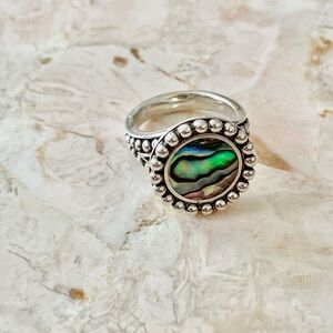 Silver and Green Abalone Ring